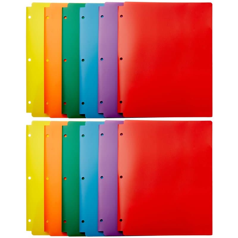 Amazon Basics chemises en plastique à 2 poches avec perforatrice 3 trous, 12 unité, lot de 1, Taille lettre (US), Couleurs assor
