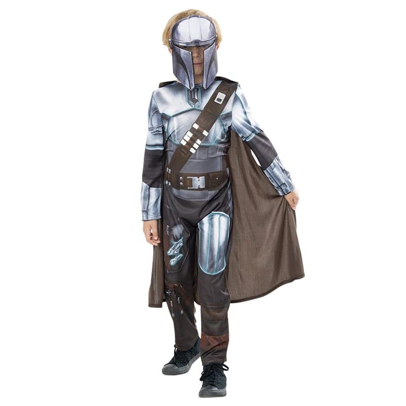 Rubies Costume Mandalorian pour enfants, Green Collection, Costume durable, Jumpsuit imprimé, cape et masque, Officiel Marvel po