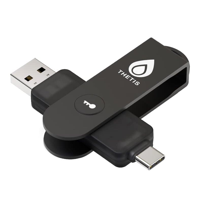 Thetis Pro FIDO2 Clé de sécurité, clé de sécurité NFC FIDO 2.0 à authentification à Deux facteurs, Deux Ports USB de A et de Typ