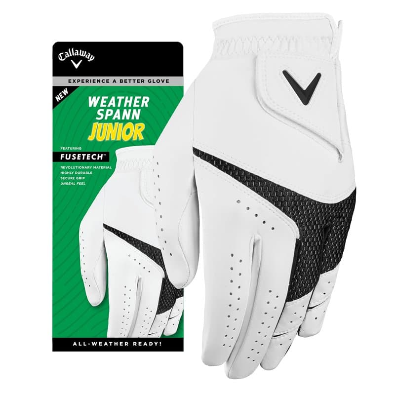 Callaway Weather Spann Gant de golf junior (porté à la main gauche, taille L, blanc)