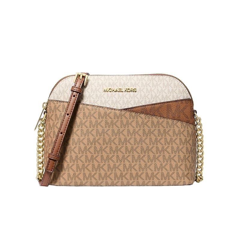 Michael Kors Jet Set Travel Sac à bandoulière avec logo signature dôme camel Taille M, Camel Multi, Medium