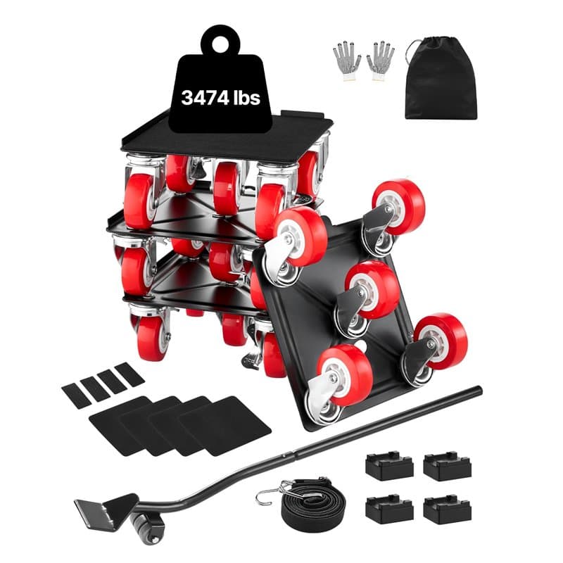 VEVOR Chariot de Déménagement 4PCS Déplace Meubles Lourds Capacité Charge 1575 kg 5 Roues Pivotantes 360° Plateau Roulant Manute