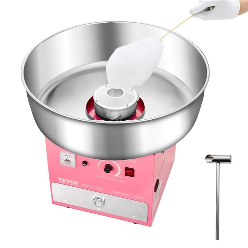 VEVOR Machine à barbe à papa électrique, 1000 W, appareil à barbe à papa commercial avec bol en acier inoxydable de 52 cm, cuill