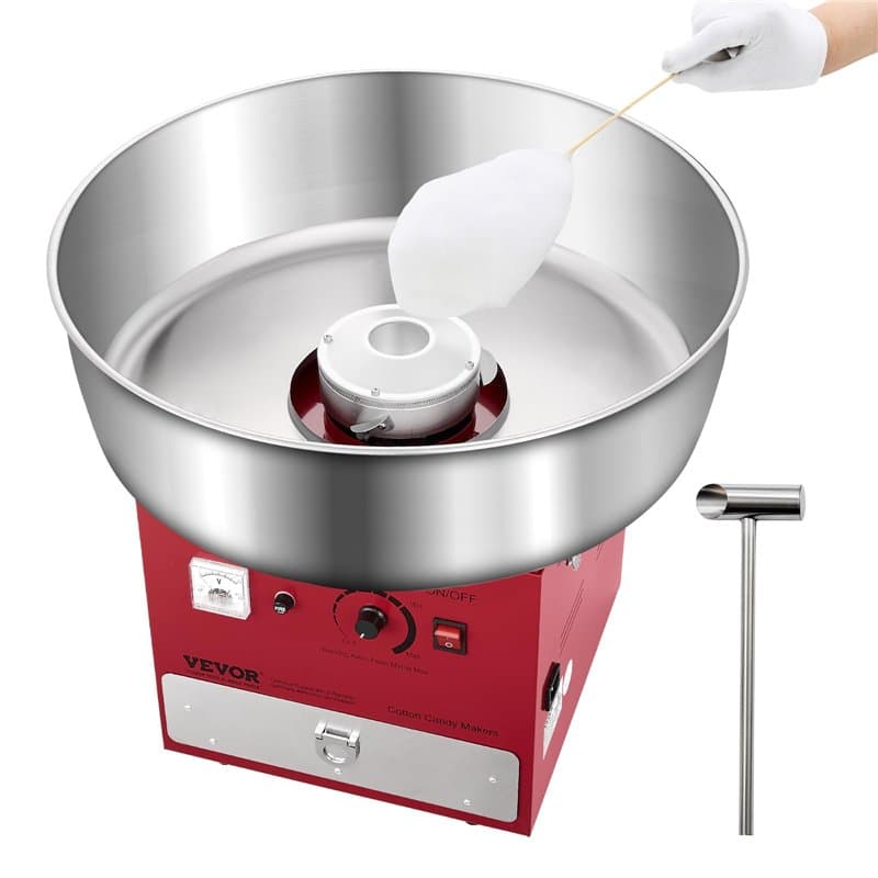 VEVOR Machine à barbe à papa électrique 1000 W, appareil à barbe à papa commercial avec bol en acier inoxydable de 52 cm, cuillè