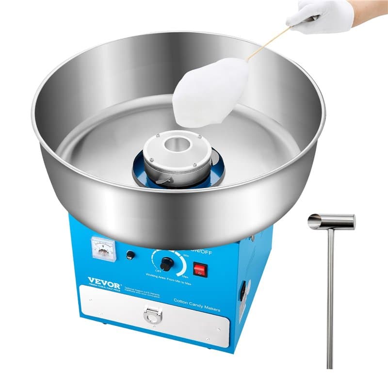 VEVOR Machine à barbe à papa électrique, 1000 W, appareil à barbe à papa commercial avec bol en acier inoxydable de 52 cm, cuill