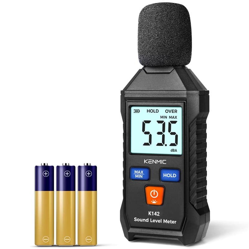KENMIC Sonomètre Numérique,Compteur SPL portable avec écran LCD rétroéclairé (plage 35-130 dB(A)),Compteur de lecture numérique