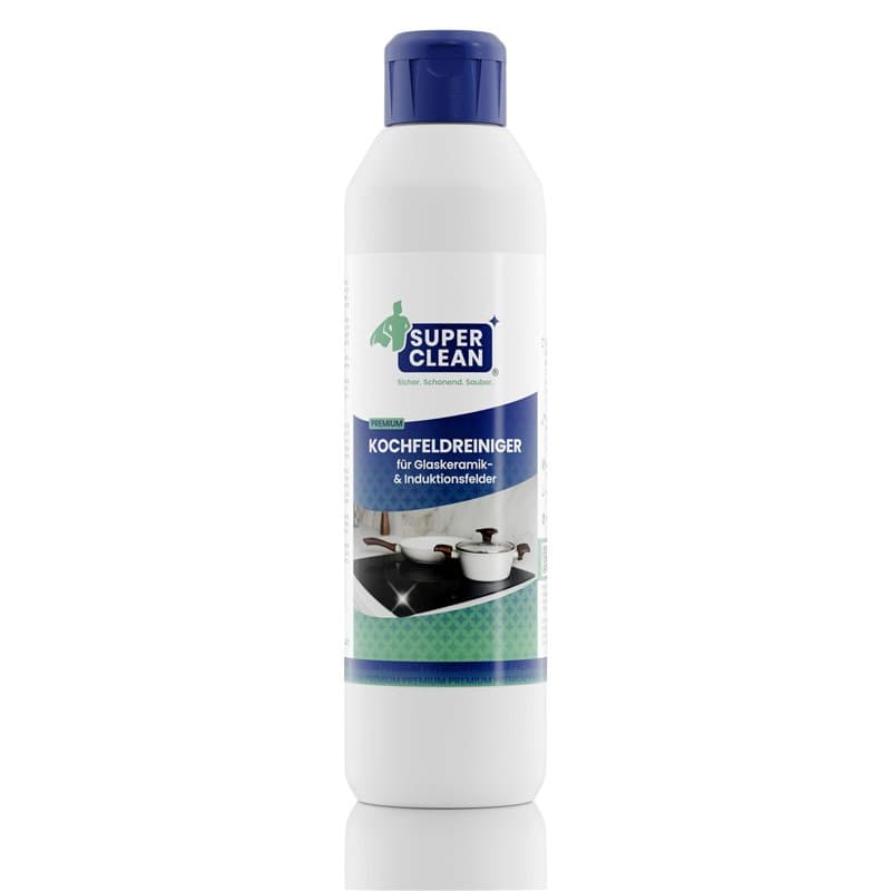 SUPER CLEAN Nettoyant pour plaques de cuisson pour toutes les plaques vitrocéramiques et à induction. Contenance : 250 ml. Netto