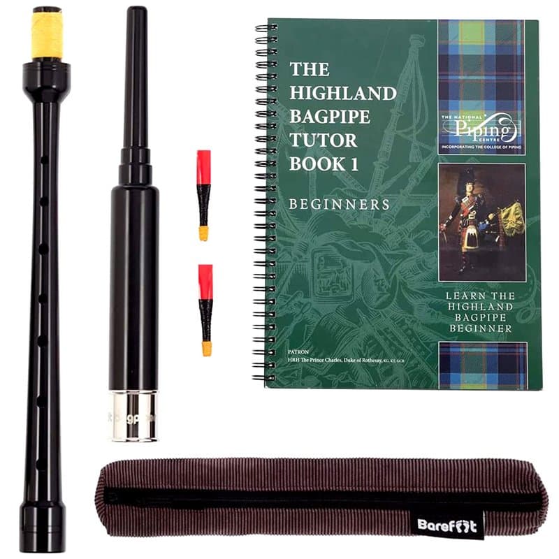 Barefoot Bagpiper Cornemuse pratique chanter 45,7 cm Virole gravée nickelée Cornemuse Institute Tutor Book 2 cornemuses pratique