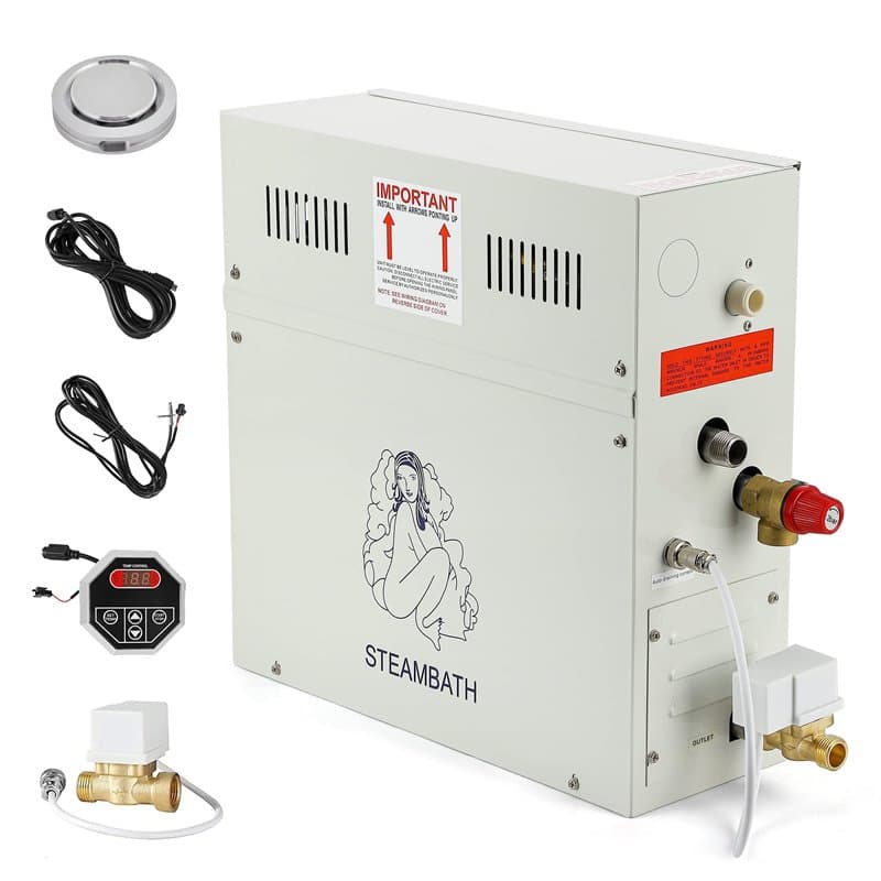 CGOLDENWALL 6 KW Générateur Vapeur Douche 220V pour Maison, pour Sauna/Douche/Bain/SPA, avec Drainage Automatique, Régulateur Di