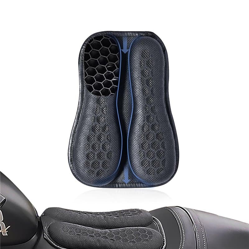 CHCYCLE Coussin de siège passager pliable pour moto - Gel haute élasticité 3D nid d'abeille - Confortable et respirant - Absorpt