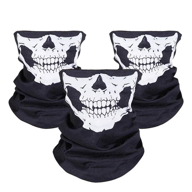 jtdeal Masque de Crâne, 3Pcs Masque Tête de Mort, Masque de Visage en Polyester Protection Poussière Bandana Moto pour Ski, Moto