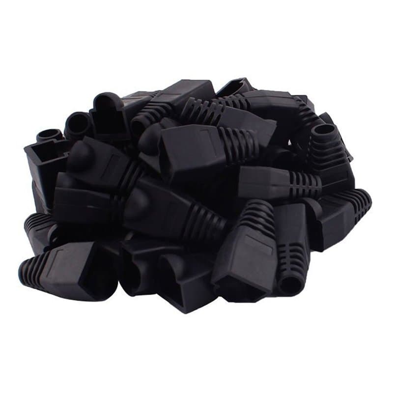 Copapa Lot de 100 connecteurs de câble Ethernet RJ45 en plastique souple pour câble CAT5 CAT5E CAT6 CAT6E Noir
