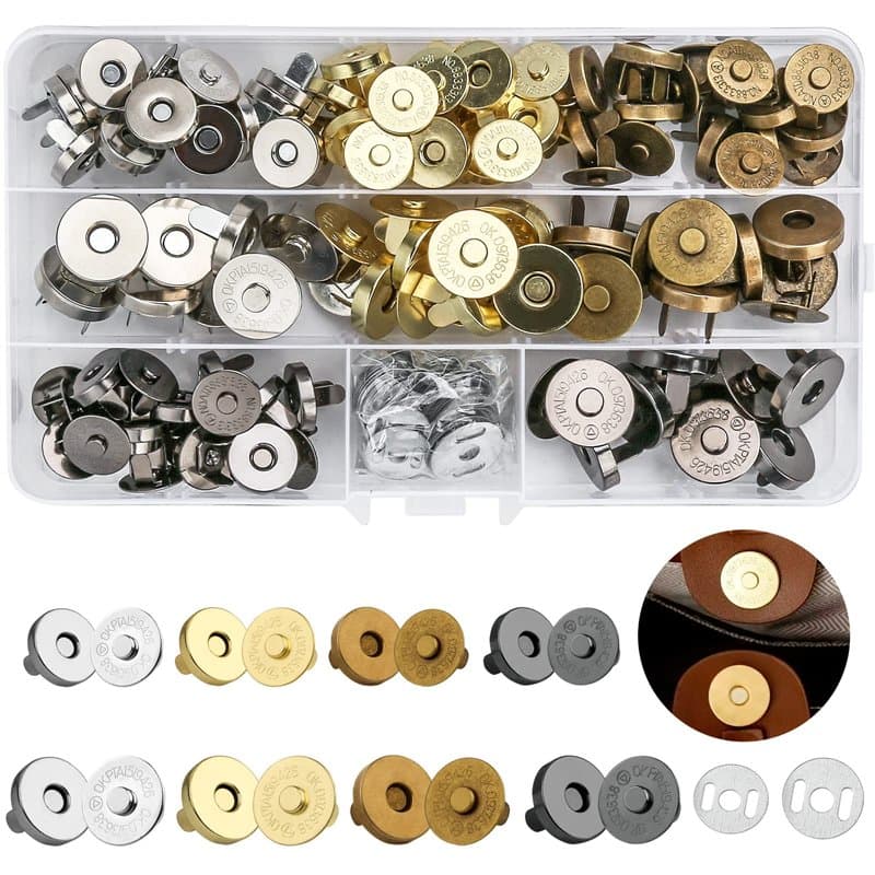 60 Paires bouton pression aimanté 14mm 18mm fermoir magnetique Métal pression aimanté couture set pour Sac en Tissu, Portefeuill