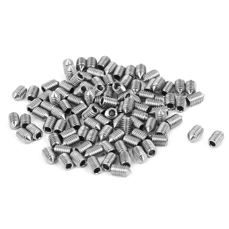 sourcing map Vis Pointeau Conique pour Poignée de Porte Vis Sans Tête Hexagonale M3x5mm Acier Inoxydable 100pcs