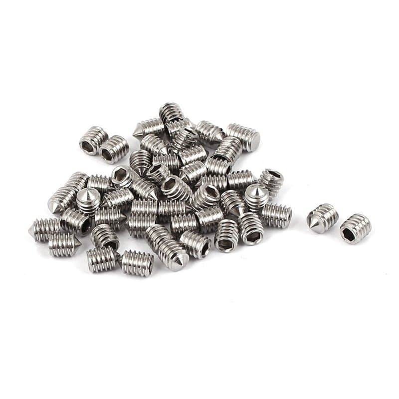 sourcing map Vis Pointeau Conique pour Poignée de Porte Vis Sans Tête Hexagonale M4 x 5mm acier inoxydable 304 50 Pcs