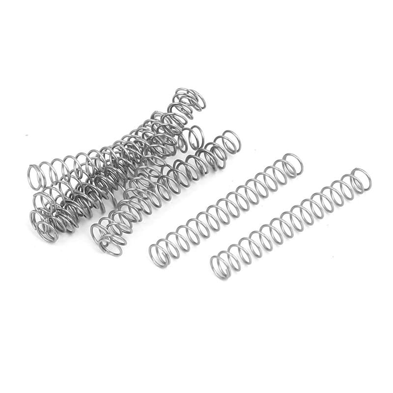 sourcing map Ressort de Compression 0.4mmx4mmx30mm 304 Acier Inoxydable Argenté 10pcs