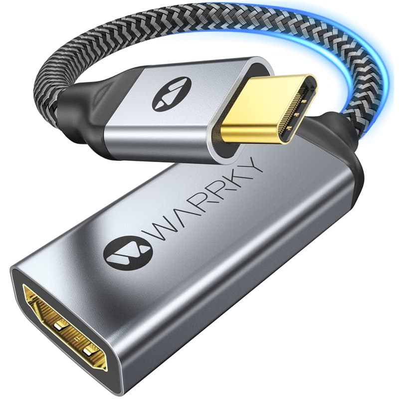 WARRKY Adaptateur USB C vers HDMI, 4K, Thunderbolt 3/4 USB-C 3.1 Gen 2 vers HDMI, Compatible avec iPhone 15 Plus Pro Max MacBook