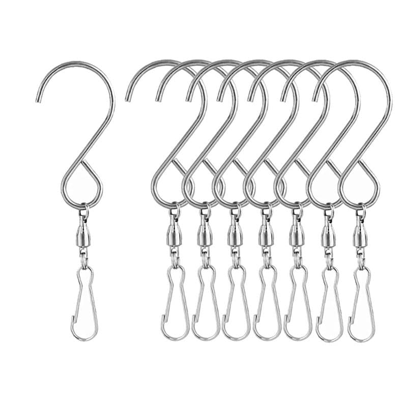 XINGSUI Pince à crochet rotative 8 pièces, pince à crochet rotative coupe-vent S, utilisée pour suspendre des carillons éoliens,