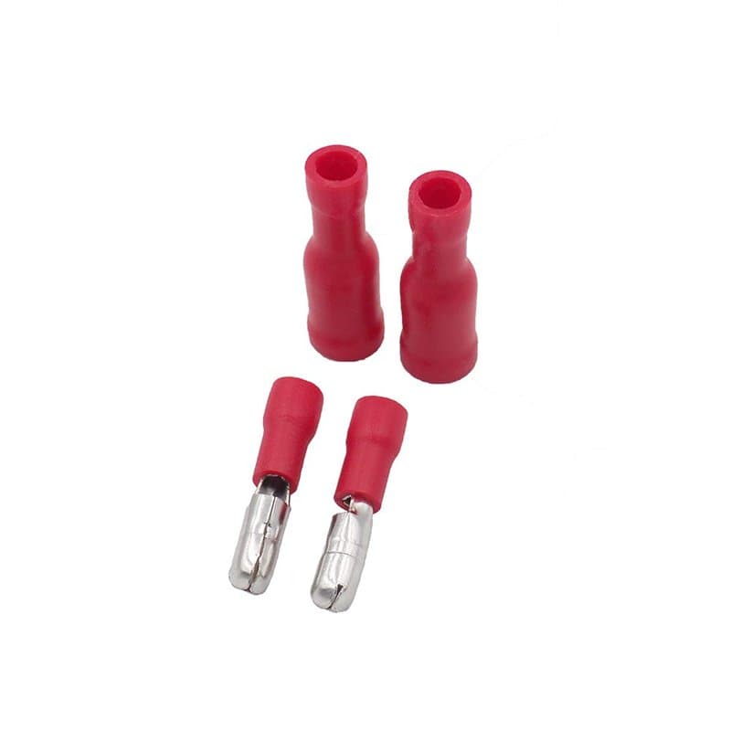 Grapelet Lot de 100 cosses de câble - Fiche ronde rouge x 50 - Cosses rondes rouges x 50 - Connecteurs à sertir isolés - Pour vo