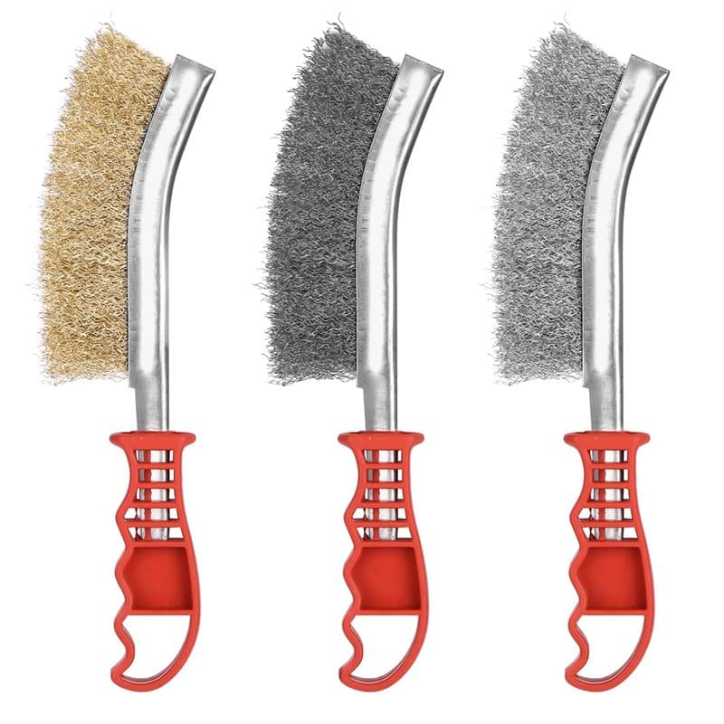 3 Pieces Brosse Metallique, Brosses Métalliques a Main Set mit Brosse Laiton, Brosse Nylon, Acier Inoxydable,Acier au Carbone,Br