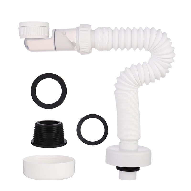 Evacuation evier,Siphon gain de place, Siphon lavabo flexible, evacuation evier 1 1/4" en à l'épreuve des odeurs, tuyau de vidan