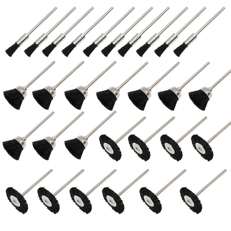 NIUPIKA Lot de 30 brosses de polissage en poils métalliques doux en nylon avec tige de 2,35 mm pour perceuse rotative