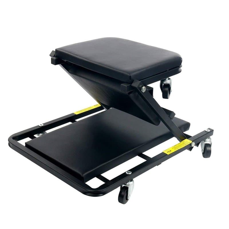 FreeTec Chariot de Visite Mécanicien, Convertible en Tabouret, avec 6 Roues, Longueur de 1m, Charge Maximale de 150kg, Noir