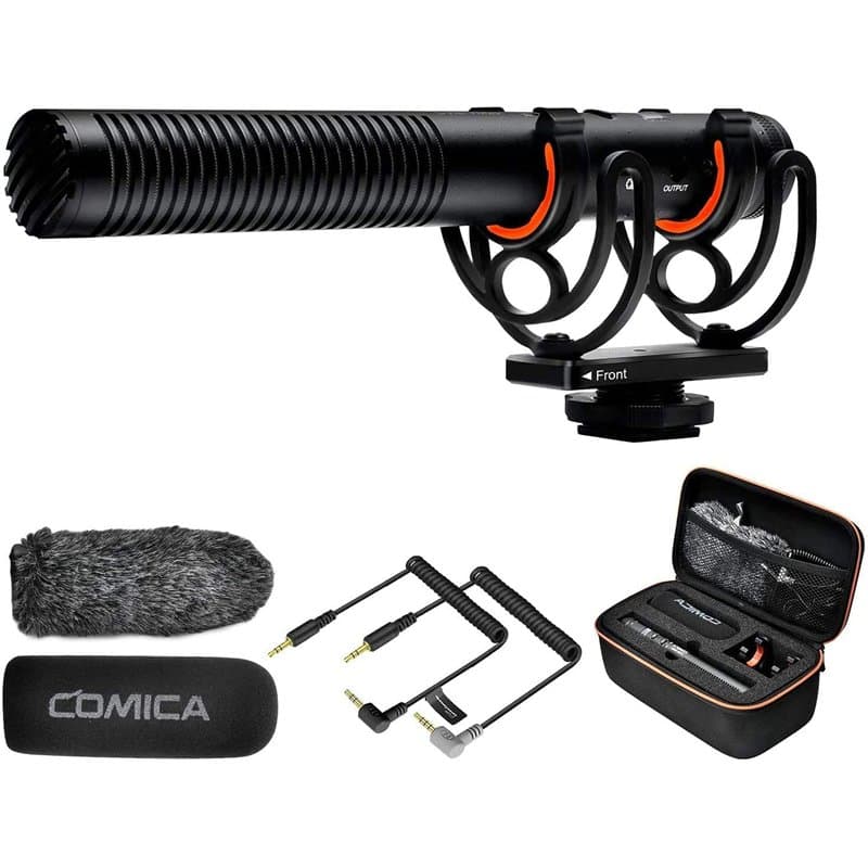 COMICA VM20 Caméra Shotgun Microphone, Vidéo Micro Super-Cardioïde avec écran OLED, Batterie au Lithium Rechargeable — 3.5mm Uni
