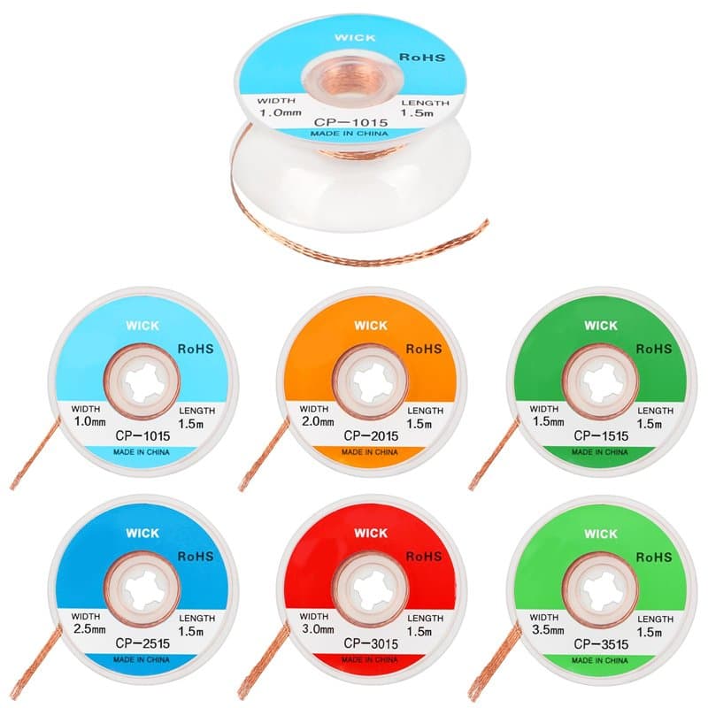 7pcs Fil De Tresse à Dessouder, Fil à Dessouder Mèche à Dessouder Mèches Et Tresses à Dessouder Fil De Tresse à Dessouder 1.0/1.