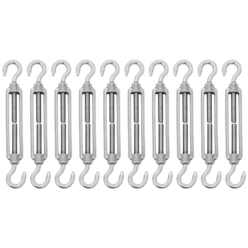 LOLYSIC Lot de 10 tendeurs de câble M6 en acier inoxydable 304 - En acier inoxydable - Câble de serrage - Crochet et crochet, Ré