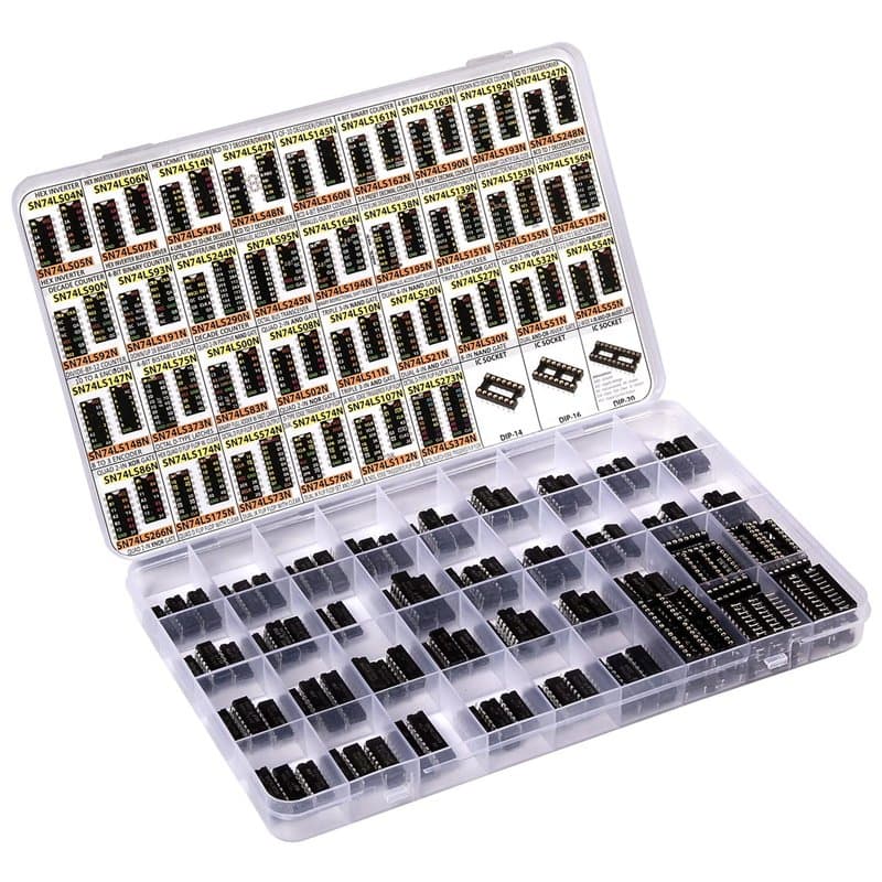 Logic IC Assortiment de puces 74LS Serie, 66 types différents, 132 pièces. 74LS00, 74LS08, 74LS32,74LS76, 74LS04, 74LS14, 74LS47