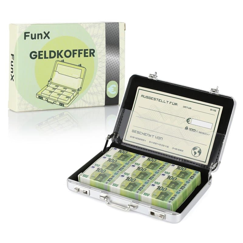 FunX® Valise en argent avec carte de vœux env. 10 x 7 cm, argenté