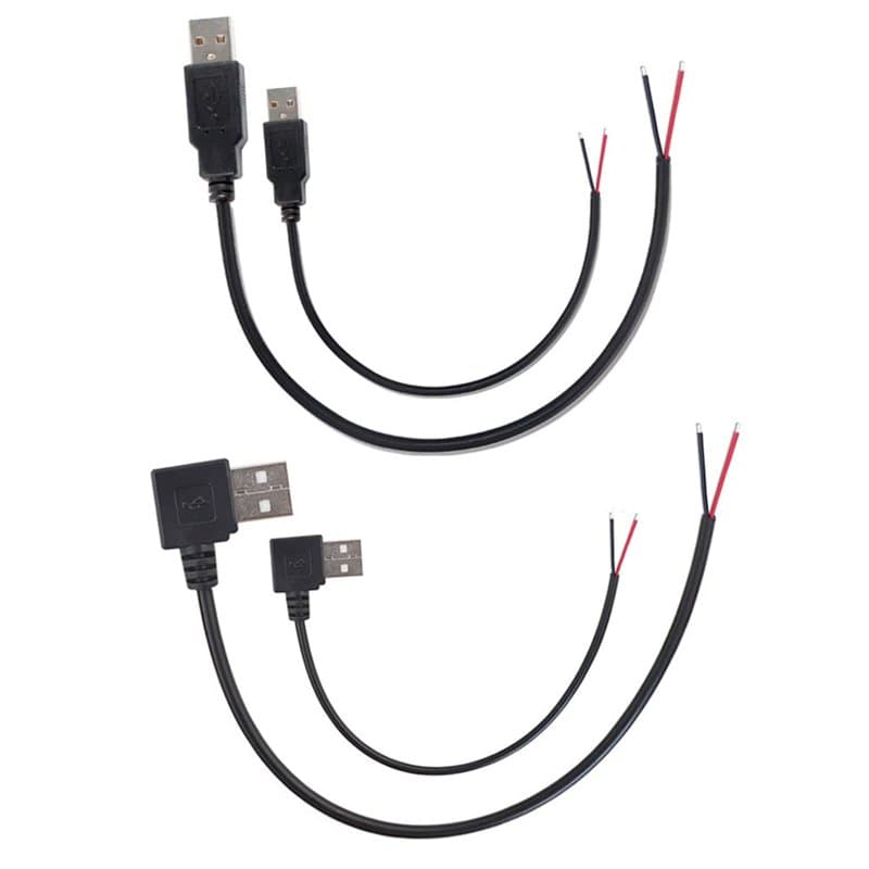 KSOPUERT Lot de 4 câbles USB 2.0 à fil nu à extrémité ouverte 30,5 cm 5V 2,1A 22AWG 2 cœurs étain de réparation de queue de coch