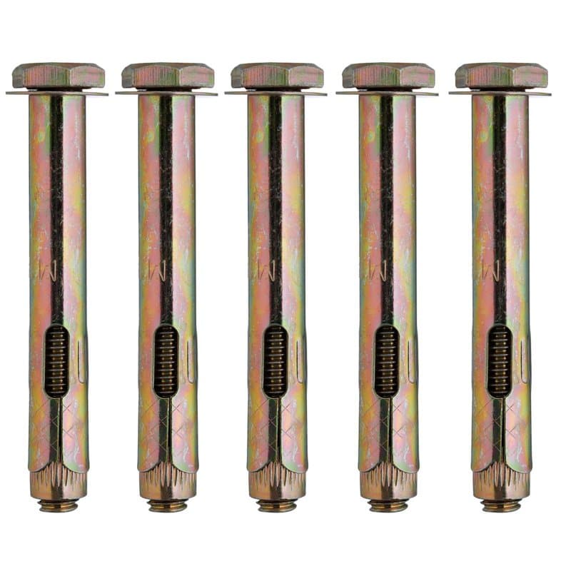 YoiYee Lot de 5 boulons d'extension M10, ancrages robustes pour béton et maçonnerie, acier zingué, installation facile et mainti
