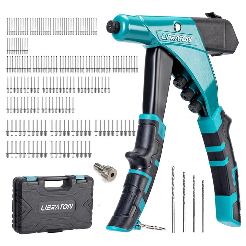 LIBRATON Pince à Riveter Professionnelle, Riveteuse Manuelle, Pistolet à Riveter, Riveteuse Robuste avec Conteneur d'arbre, Outi