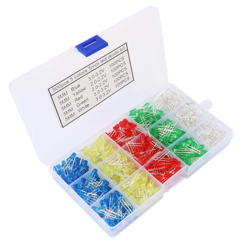 GTIWUNG 500Pcs 5 mm Diodes électroluminescentes, Multicolore émettant de la Lumière de (5 couleurs) Diodes, LED Diodes à tête Ro