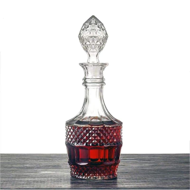 Skelang Carafe whisky avec bouchon géométrique hermétique, carafe en verre, bouteille à liqueur en verre, pour le whisky, le bra