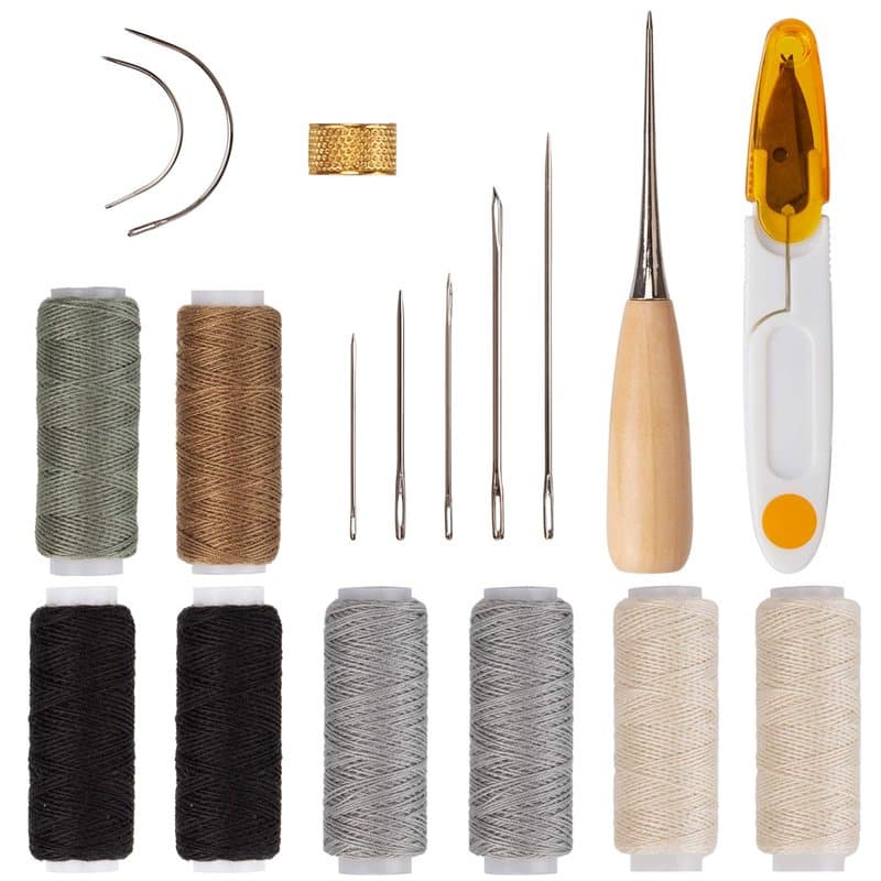 AIEX 18 Pièces Outil Cuir Aiguilles à Coudre pour Réparation de Cuir pour Cuir D'ameublement, Tapis, Toile, Accessoires de Coutu