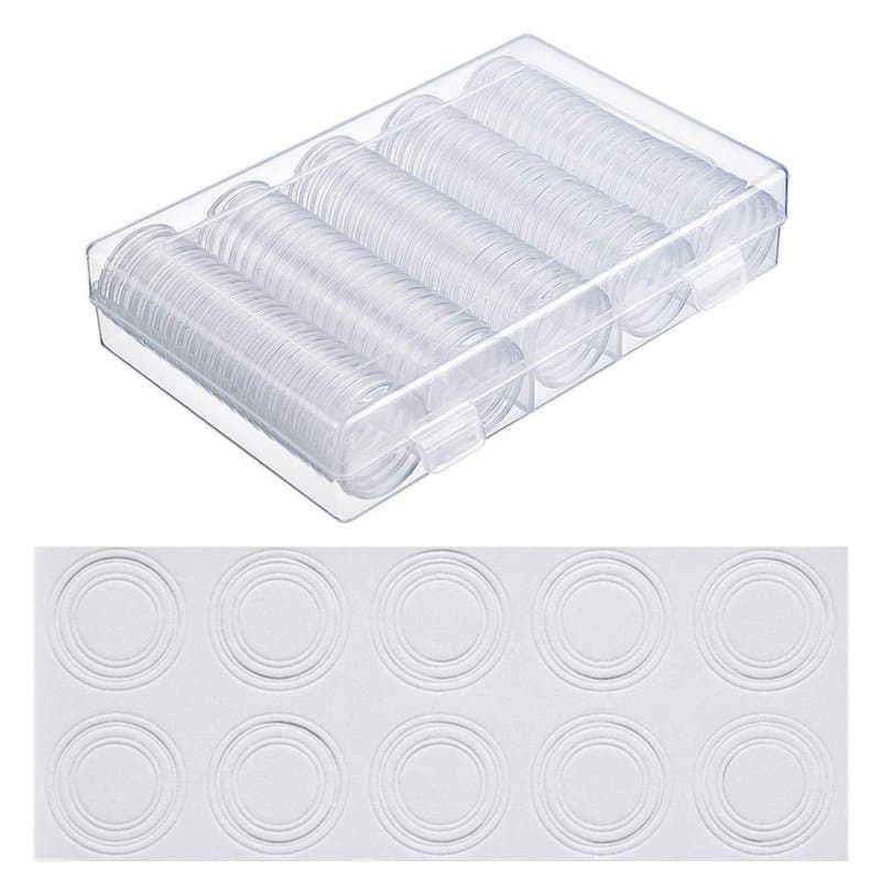 Lot de 100 capsules et 4 tailles en plastique EVA avec joint de protection, album rond pour pièces de monnaie avec boîte de rang