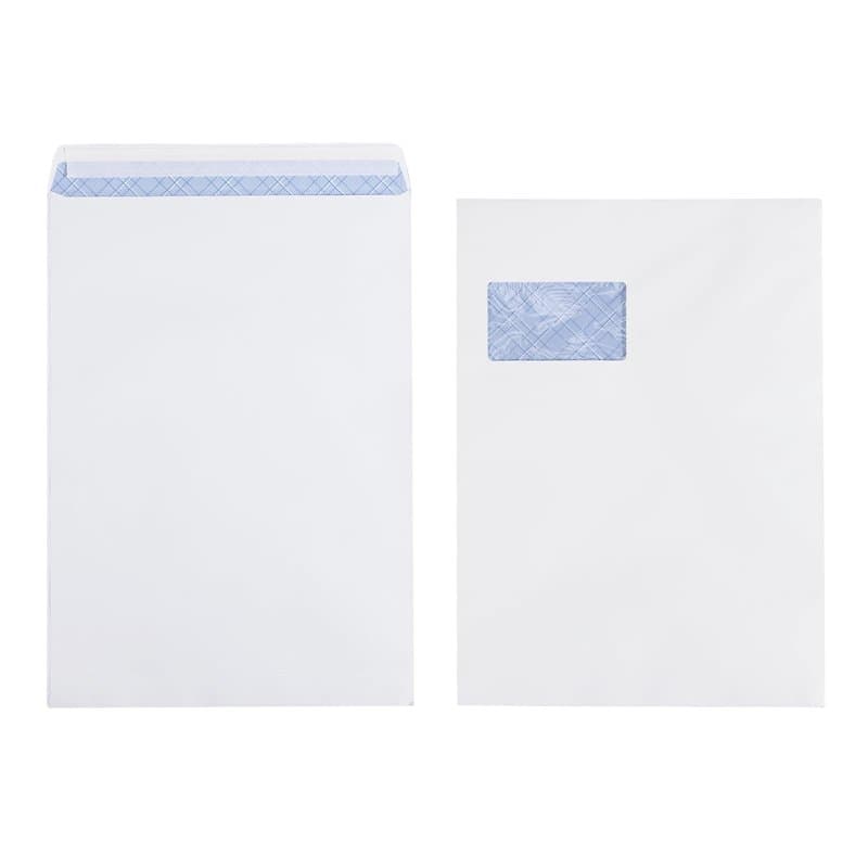 Lot de 50 Enveloppes C4 Blanches Autocollantes avec Fenêtre