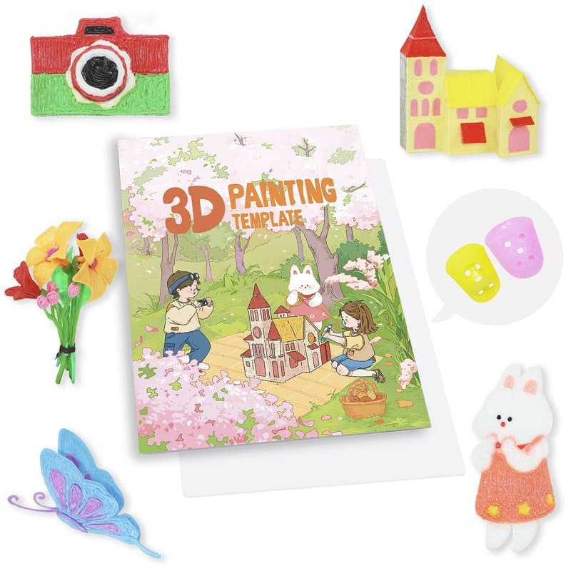 Cahier de dessin 3D, modèle réutilisable en papier épais coloré avec planche transparente résistante à la température, 40 motifs