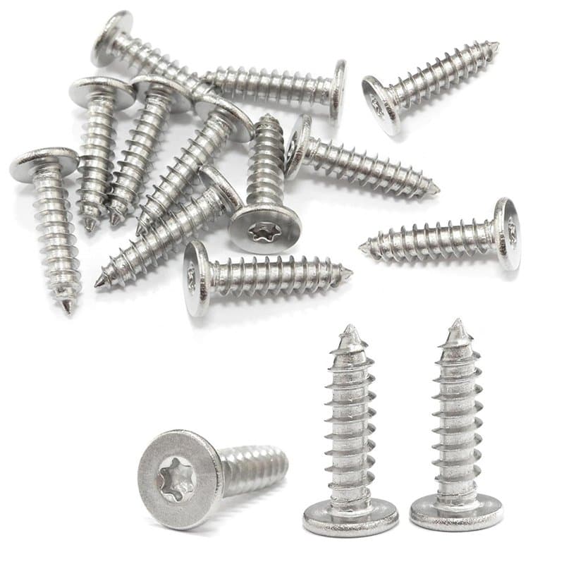 Torx Lot de 200 vis auto-taraudeuses à bois en acier inoxydable avec tête plate M4 x 16 mm