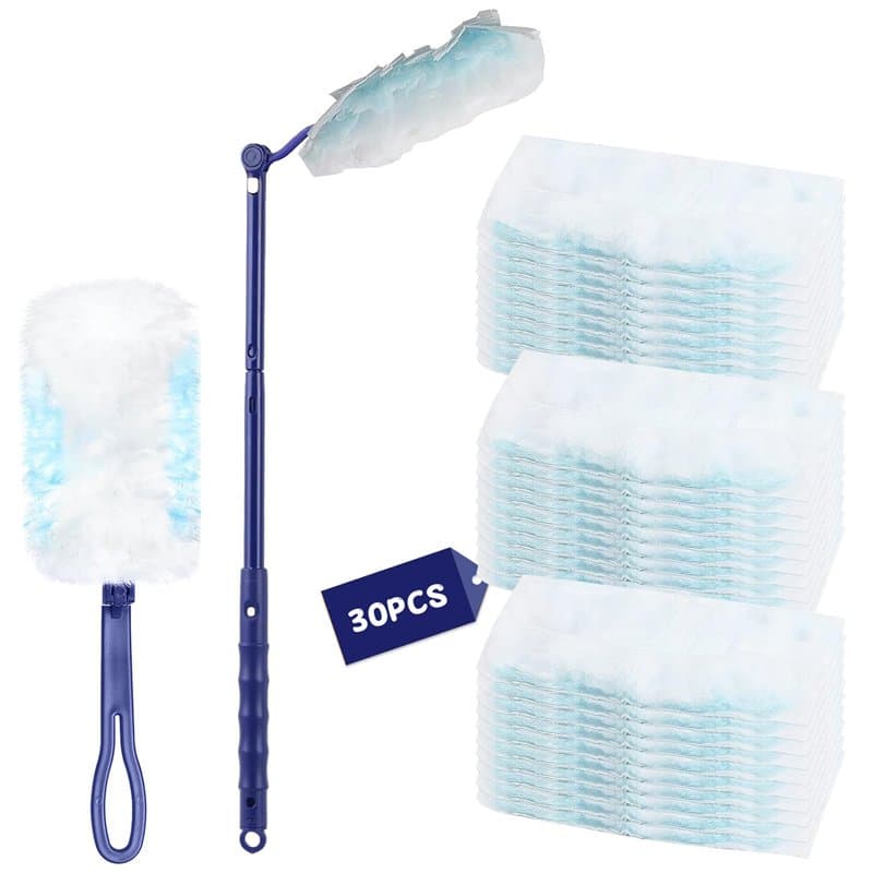 Lot de 30 plumeaux anti-poussière en microfibre avec poignée pour nettoyer la poussière, les cheveux, les voitures