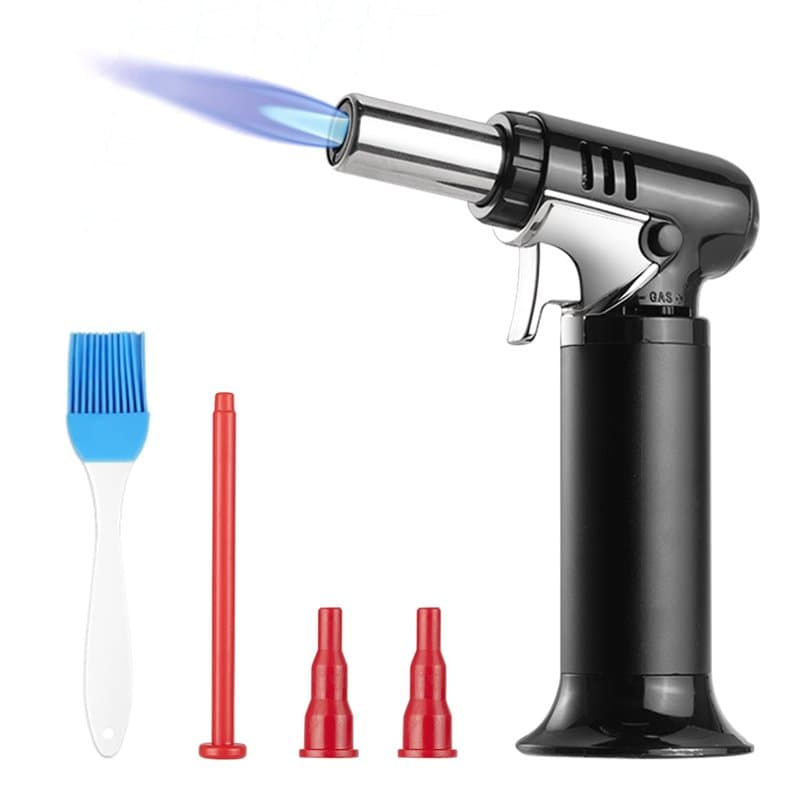Carehabi Chalumeau de Cuisine, Flamme Réglable Chalumeau avec Verrouillage de Sécurité, Rechargeable Briquet Chalumeau Pour la C
