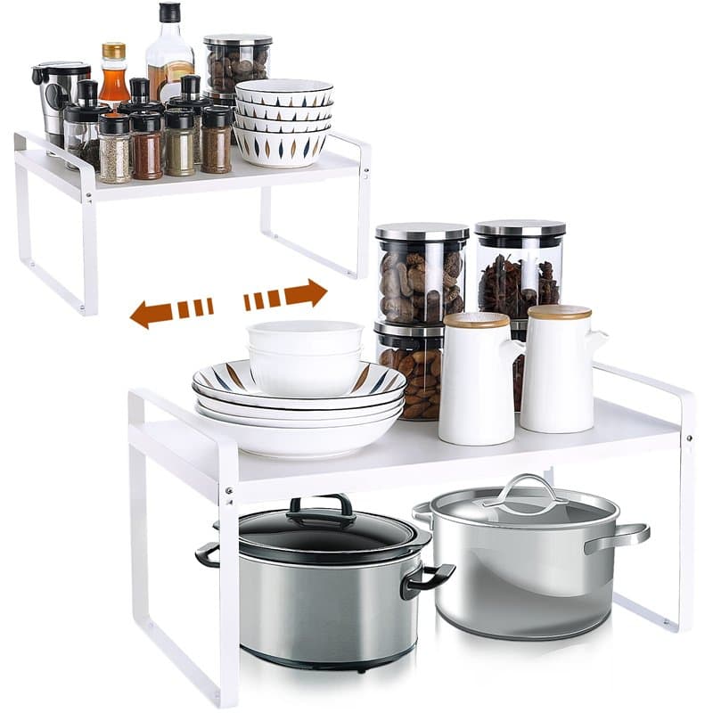 FAOKZE Organisateur d'étagère Extensible réglable, étagère à épicesOrganisateur Cuisine extensible et empilable, convient pour l