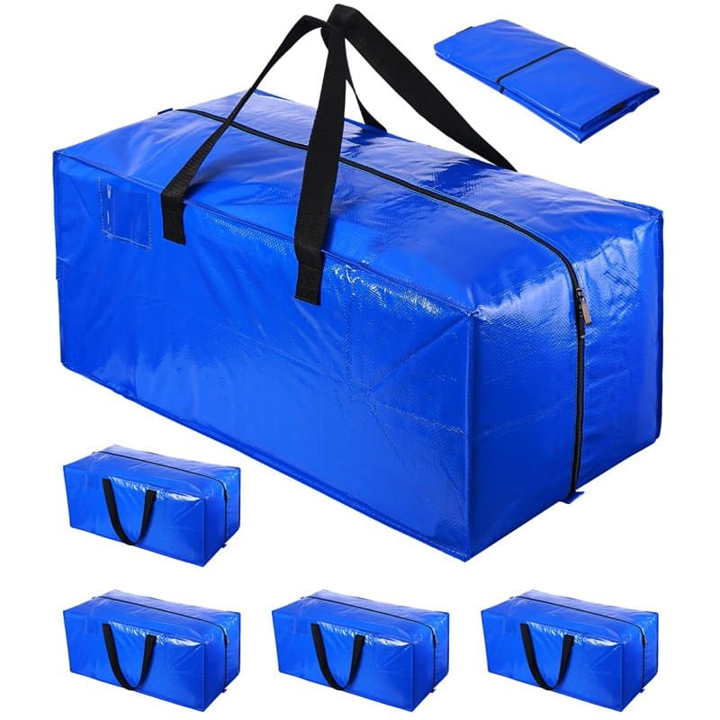 FAOKZE Lot de 5 grands sacs à vêtements avec poignées,100L Grands Sacs de Rangement Résistants, Sacs de Rangement étanches pour