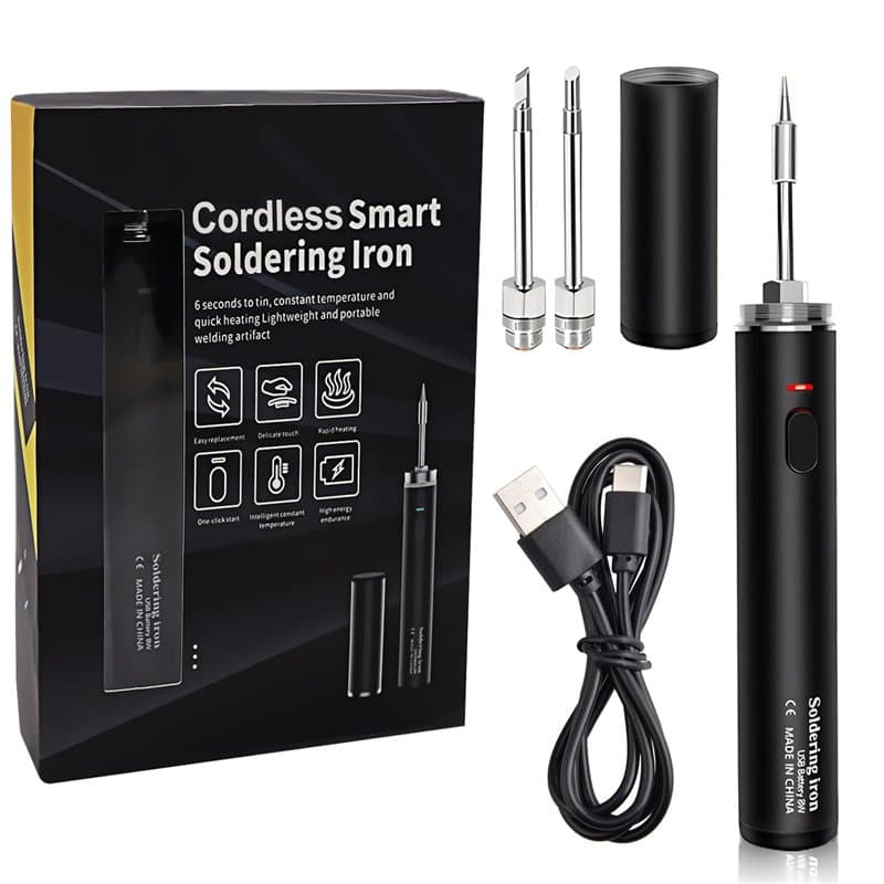 Treedix Kit de Fer à Souder Sans Fil Rechargeable USB - Chauffage Rapide, Température Réglable, Trois Pointes - Alimenté Par Bat
