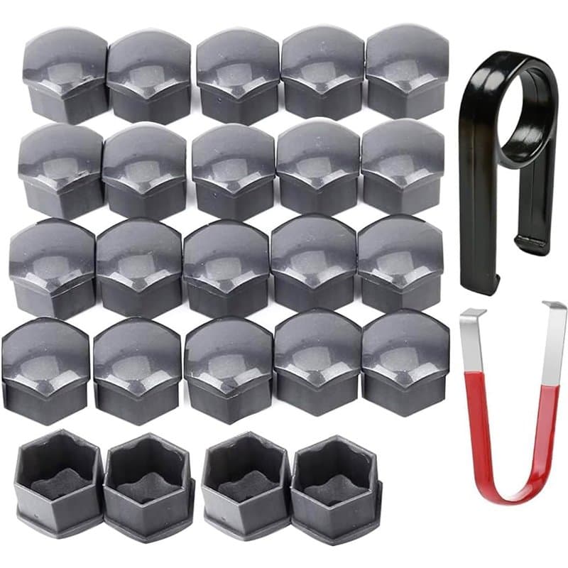 Gebildet 24pcs Capuchon d'écrou de roue 17mm Capuchons d'écrou de boulon de roue, cache-écrous de pneu hexagonaux avec ensemble