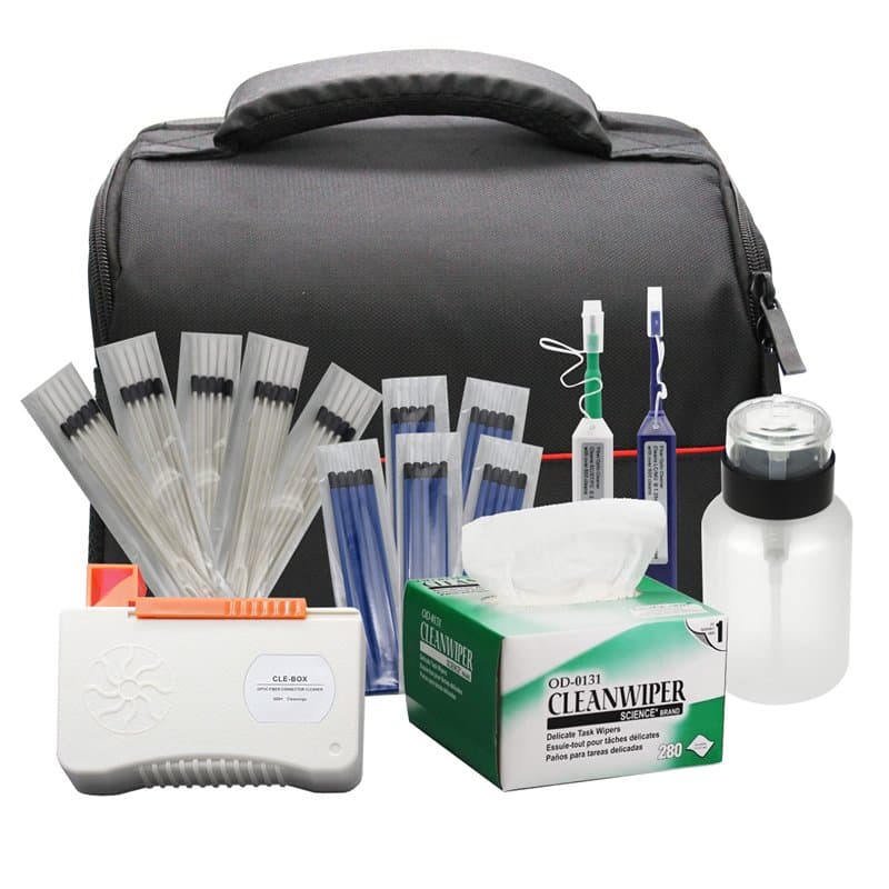 QIIRUN Kit de Nettoyant Fibre Optique, Kit Nettoyage avec Stylos Optique Fibre et Cassette et Lingettes Nettoyants pour Connecte