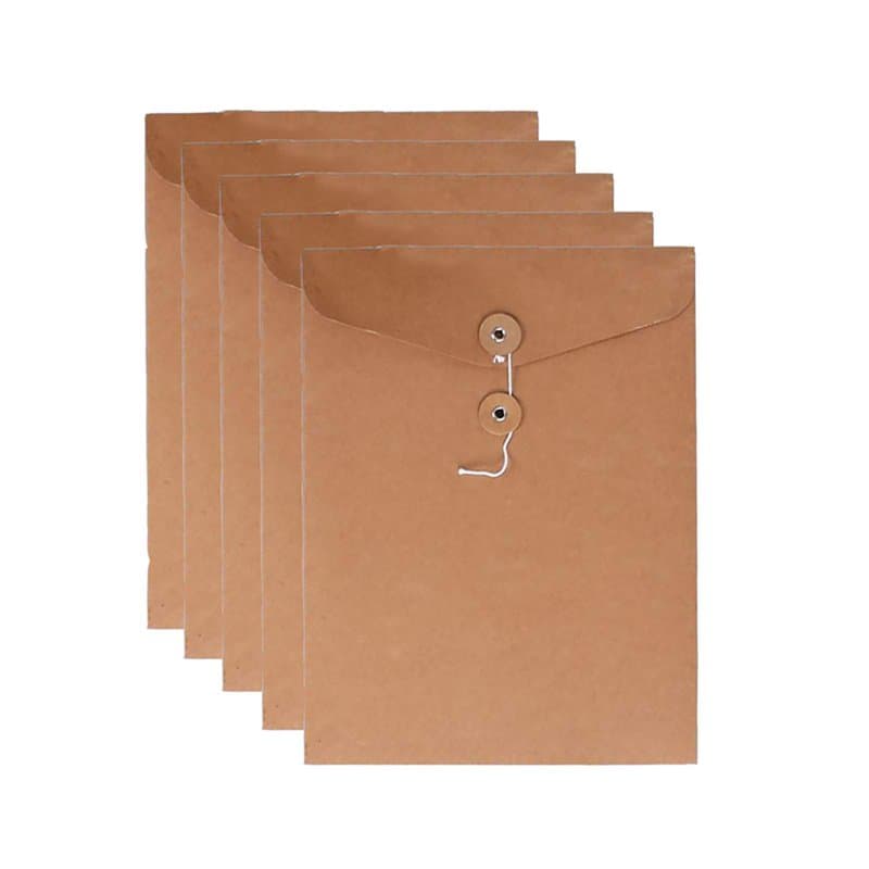 VANRA Classeur à ficelle en kraft Enveloppe de classement Enveloppe de projet Pochette de documents Organisateur de lettres plat